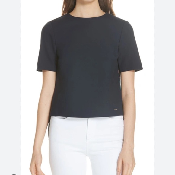 Ted Baker COLOUR BY NUMBERS HEARTS PLEAT BACK BLOUSE IN NAVY - Picture 3 of 6